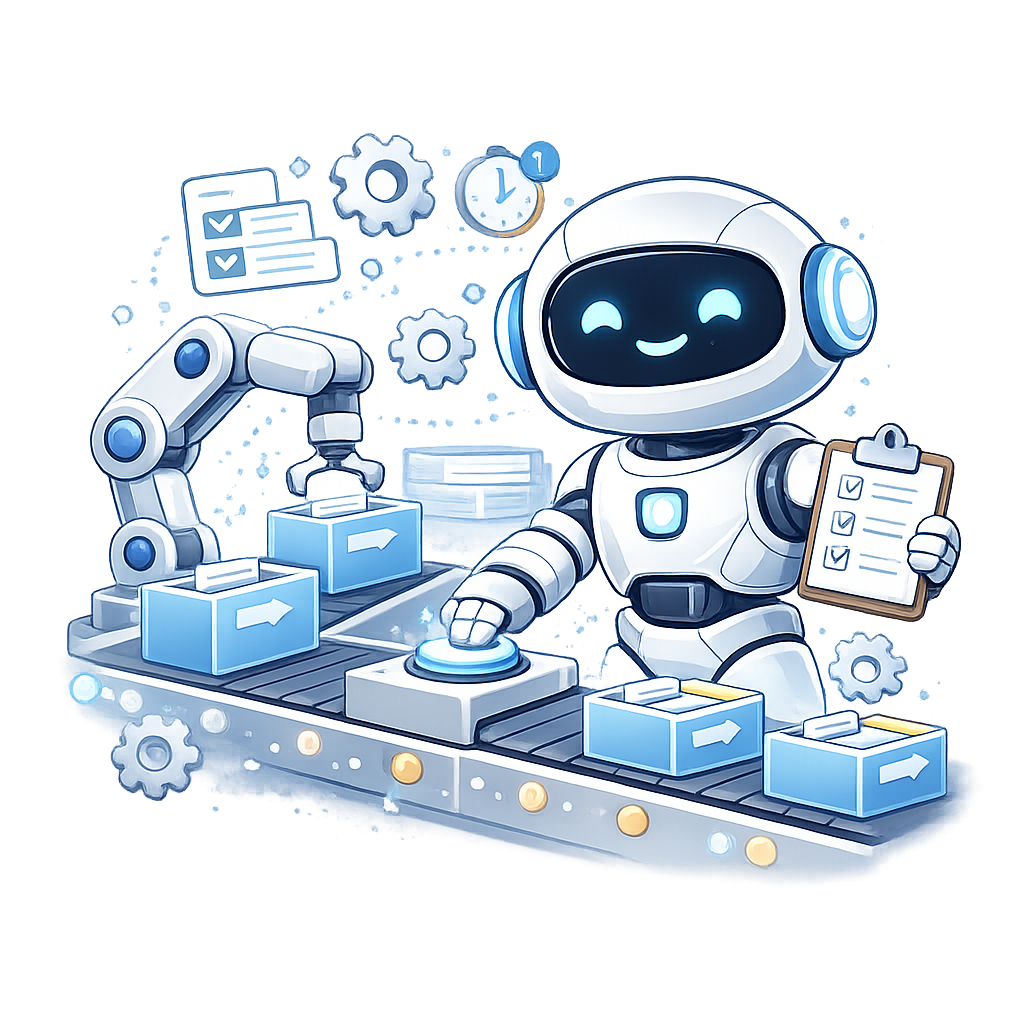 Ilustração de robô automatizando tarefas